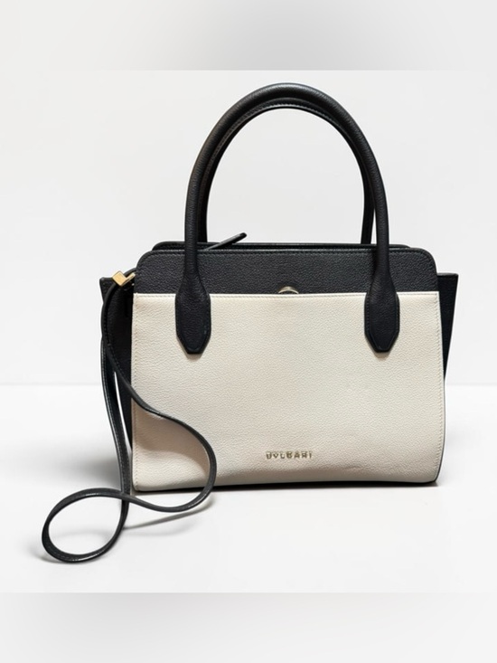 BVLGARI Handbags - Bulgari Black and Cream Leather Satchel with Top Handles